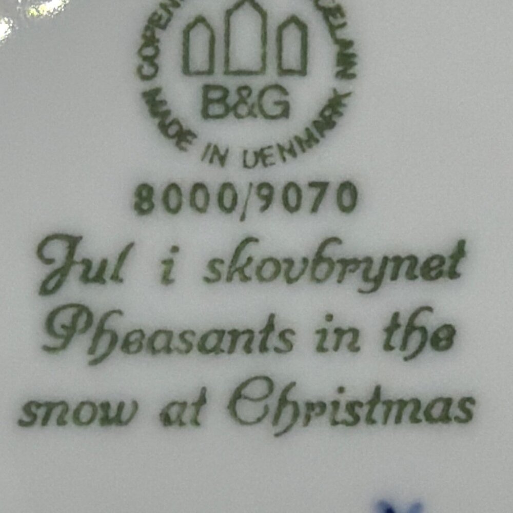 Bing & Grøndahl 1970 Christmas Plate Jul I Skovbrynet Pheasants In Snow Denmark - Picture 3 of 3